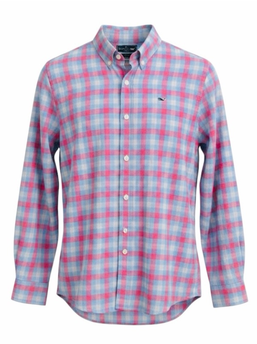 Vineyard Vines Pink and Blue Plaid Button Down Long Sleeve Shirt Size Large